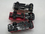 Set of 3 trucks --box truck, fire truck, tanker texaco HO SCALE Used Excellent No Box