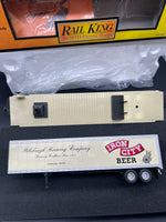 MTH 30-76092 Pittsburgh Brewing Company Flat Car with Trailer USED Weathered R1 AS IS NO RETURNS