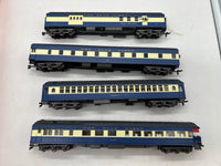 Rivarossi RR1256-6911 Central New Jersey CNJ Blue Comet 4-6-2 Heavy Pacific Engine & Pack B 4 Passenger Car Set HO SCALE Used Excellent Damaged Box