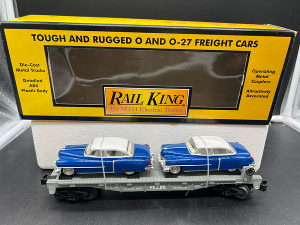 MTH Railking 30-7607L MTH Lines flatcar with convertible O SCALE Like New