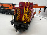 MTH 20-98388, 20-98391 Bessemer & Lake Erie O Scale Crane Car and Crane Tender -  (Set of 2) (Tender has broken piece) O Scale Used Excellent as is