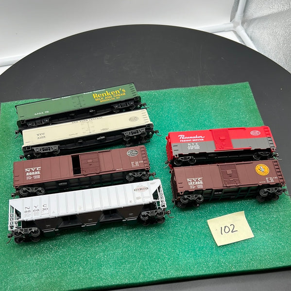 HO Scale Bargain Car Pack 102:  Set of 6 New York Central Freight car pack HO SCALE USED