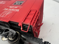 Atlas 7530 ACF 60' S.D. BURLINGTON DECORATED AUTO PARTS BOX CAR 2 rail O SCALE WEATHERED / CUSTOM decorated AS IS Used Damaged Box
