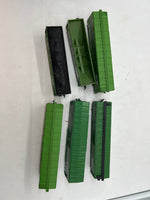 SET OF 6 BURLINGTON NORTHERN CARS ASSORTED WITH LATCH  COUPLERS AS IS  HO SCALE Used Excellent No Box