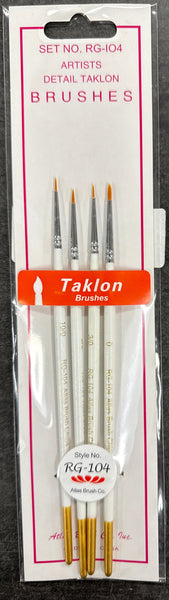Atlas Brush Co RG-104 Artists Detail Taklon Brushes 4 pack  NEW