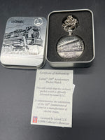 Lionel LNL100WA 100th Anniversary Pocket Watch Silver 671 Steam Turbine Locomotive Collectible NEW