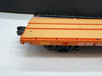 MTH Premier 20-95147 Norfolk Southern 60' Flat Car w/(4) ScaleTrax 10" Straights No. 992229 O SCALE Used Excellent as is