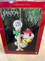 Carlton Cards CXOR-065T Fire Department Dalmatian To the Rescue Ornament Like New