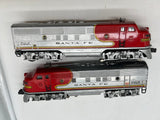 Lionel Postwar 2343P 2343T Santa Fe F-3  Diesel Locomotives set (1 pwd) with screens &  1 original box, 1 wrong box O SCALE Used Damaged Box