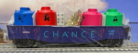 Lionel 6-52185 Monopoly chance gondola with Rich Uncle Pennybags canisters, dice, player pieces O SCALE NEW
