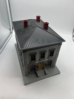 MTH Railking 30-9099 Police Station - Gray & Black  Building **  Sign Modded to Public Library ** O SCALE Used Excellent No Box