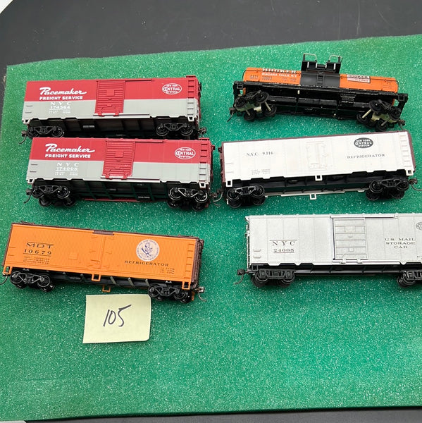 HO Scale Bargain Car Pack 105:  Set of 6 New York Central Freight car pack HO SCALE USED