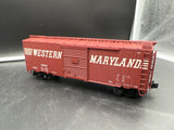 Atlas 0518-4 Western Maryland 40' Sliding Door Boxcar 4252 3 Rail O SCALE Used Excellent Damaged Box AS IS