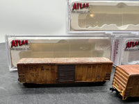 Atlas Set of 3 Railbox Boxcars Weathered N SCALE WEATHERED AS IS Used Excellent