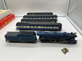 Rivarossi RR1256-6911 Central New Jersey CNJ Blue Comet 4-6-2 Heavy Pacific Engine & Pack B 4 Passenger Car Set HO SCALE Used Excellent Damaged Box