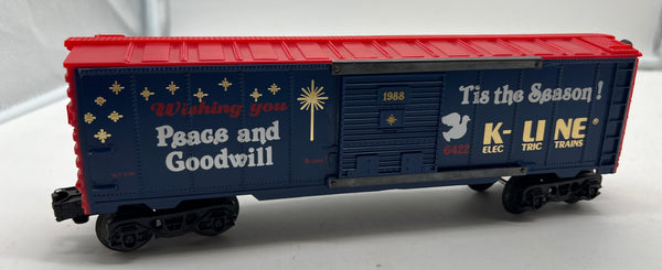 K-Line k-6422 Christmas 1988 0/027 Box Car O SCALE Like New