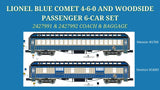 Lionel Brady's Train Outlet Custom Ru  2427991  Central New Jersey Blue Comet Woodside Passenger Cars 6 car set (ONLY CARS) PREORDER Limited
