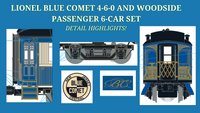 Brady's Train Outlet Custom Run Lionel 2431950 Legacy Central New Jersey Blue Comet 4-6-0 #168 with 6 Woodside Passenger Cars Preorder Limited