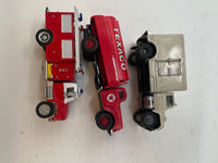 Set of 3 trucks --box truck, fire truck, tanker texaco HO SCALE Used Excellent No Box
