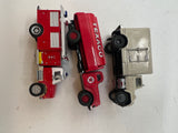 Set of 3 trucks --box truck, fire truck, tanker texaco HO SCALE Used Excellent No Box