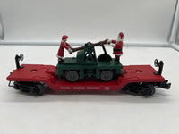 Lionel 6-26893 North Pole Central Christmas flat car w handcar O SCALE Used  Broken piece As is