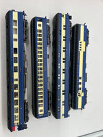 Rivarossi RR1256-6911 Central New Jersey CNJ Blue Comet 4-6-2 Heavy Pacific Engine & Pack B 4 Passenger Car Set HO SCALE Used Excellent Damaged Box