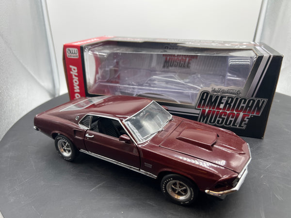 Auto World 1/18 scale - AMM1006/06 1969 Ford Mustang Boss 429 - maroon 1/18 SCALE Like New