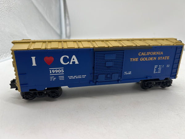 Lionel 6-19905 I love California boxcar O SCALE Like New