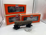 Lionel 6-19492 Western Maryland Skeleton Log Car 3-Pack (Set #1) O SCALE Like New