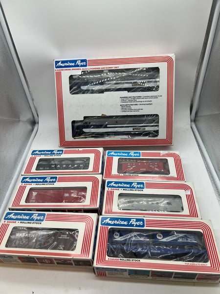 American Flyer Lionel 6-48100, 6-48503, 6-48800, 6-48305, 6-48502, 6-48603, 6-48702 Wabash Freight Train Set (Set of 7) S Scale NEW