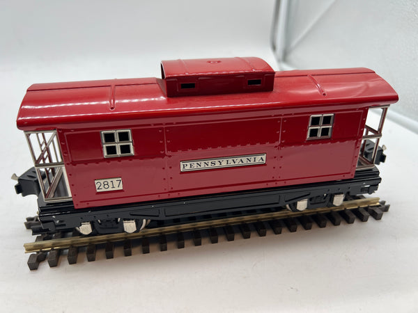 MTH TInplate Pennsylvania PRR Red 2817 Caboose Lit O SCALE Used Excellent No Box