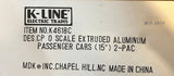 K-Line k-4618c Candian Pacific CP Aluminum Pass Cars 15" 2-Pack Streamlighted O SCALE Like New
