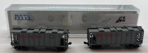 Kato 186-0106 Burlington 70' ACF Closed Side Covered Hopper (2-Pack) N8682 N SCALE Like New