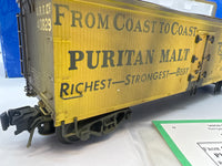 Atlas 6700 Custom Decorated Union Refrigerator Trainsit Co Puritan Malt Woodside Reefer Car O SCALE WEATHERED AS IS Used Excellent