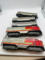 Marx Postwar 1095 Passenger set with 2 E7 AA Diesels (1 Pwd 1 nonpwd), 2 3152 coaches, 3197 observation car O SCALE Used as is No Box