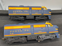 Lionel 6-58600 # 208 Alco A A Santa Fe Desel Set Blue/ Yellow O SCALE Like New