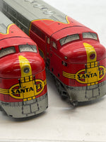 Marx Postwar 1095 Passenger set with 2 E7 AA Diesels (1 Pwd 1 nonpwd), 2 3152 coaches, 3197 observation car O SCALE Used as is No Box