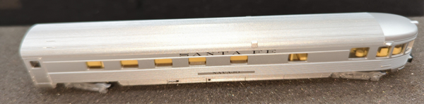 Bachmann 14551 Silver Series Rolling Stock "85" Streamline Fluted Observation With Lighted Interior SantaFe N SCALE Like New