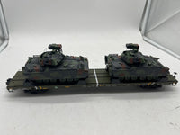 MTH Premier 20-95426 U.S. Army O Scale Premier 60' Flat Car w/(2) Bradley Fighting Vehicles Like New