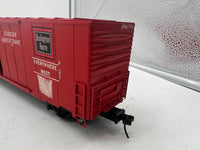 Atlas 7530 ACF 60' S.D. BURLINGTON DECORATED AUTO PARTS BOX CAR 2 rail O SCALE WEATHERED / CUSTOM decorated AS IS Used Damaged Box