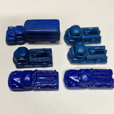 Lot of 6 1.5-2 in blue plastic vintage cars