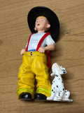 Hallmark 2005 Dreaming Big, Fire Fighter with Dalmation Puppy Ornament  Like New