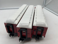 MTH 30-4218A, 30-4218B, 30-4218C Railking (Set of 3) O-27 Christmas Express Lines Passenger Car Set O Scale NEW Damaged Box