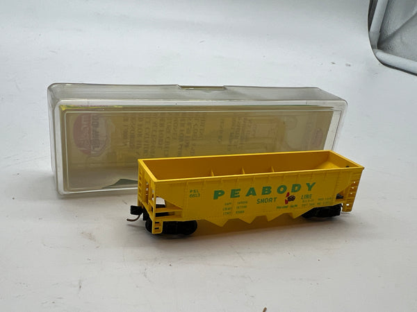 Model Power 3220 Peabody Short Line 4 Bay Open Hopper PSL 6613 N Scale Like New