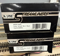 K-Line K4539-2844 Long Island Railroad LIRR Coach #2844 AND K4539-2845 Long Island Coach #2845 (Set of 2) O Scale Like New