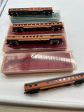 Con-Cor Set of 4 Milwaukee Road Passenger Cars Orange/ Red N SCALE Used Excellent Damaged Box