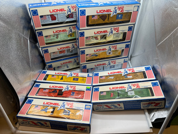 Lionel 6-7601, 6-7602, 6-7603, 6-7604, 6-7605, 6-7606, 6-7607, 6-7608, 6-7609, 6-7610, 6-7611, 6-7612, 6-7613 Spirit of '76 Bicentennial Box Car Set (Set of 13) O Scale NEW