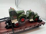 Lionel 6-17518 Pennsylvania PRR Flatcar #9823 with 2 Corgi Mack AEC trucks O SCALE NEW