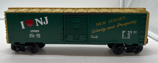 Lionel 6-19909 I love New Jersey boxcar O SCALE Like New