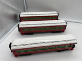 MTH 30-4218A, 30-4218B, 30-4218C Railking (Set of 3) O-27 Christmas Express Lines Passenger Car Set O Scale NEW Damaged Box